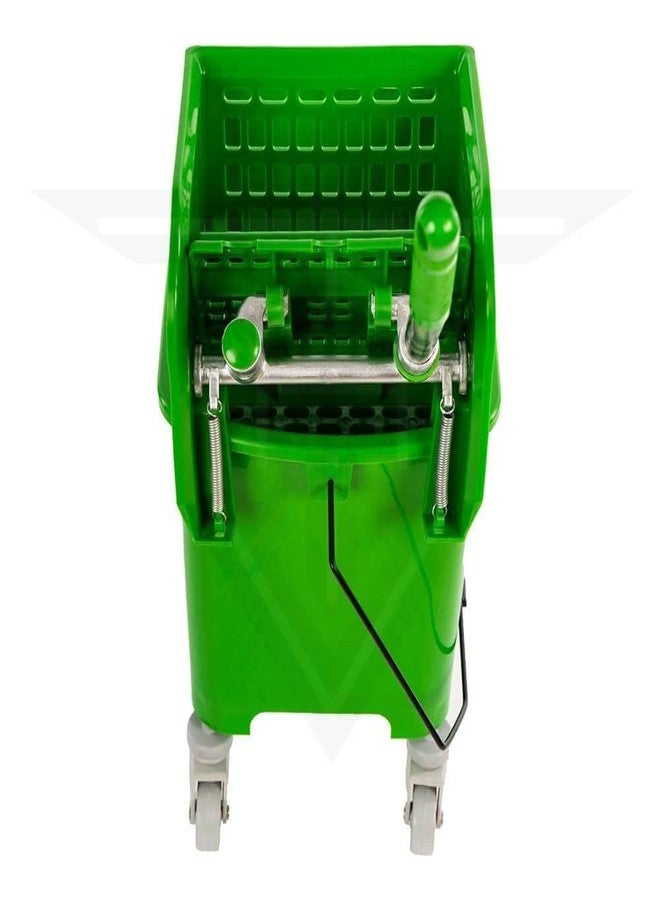 TARGET HYGIENE Down Press Single Mop Bucket Wringer Trolley (20 Litter, Green) - Image 4